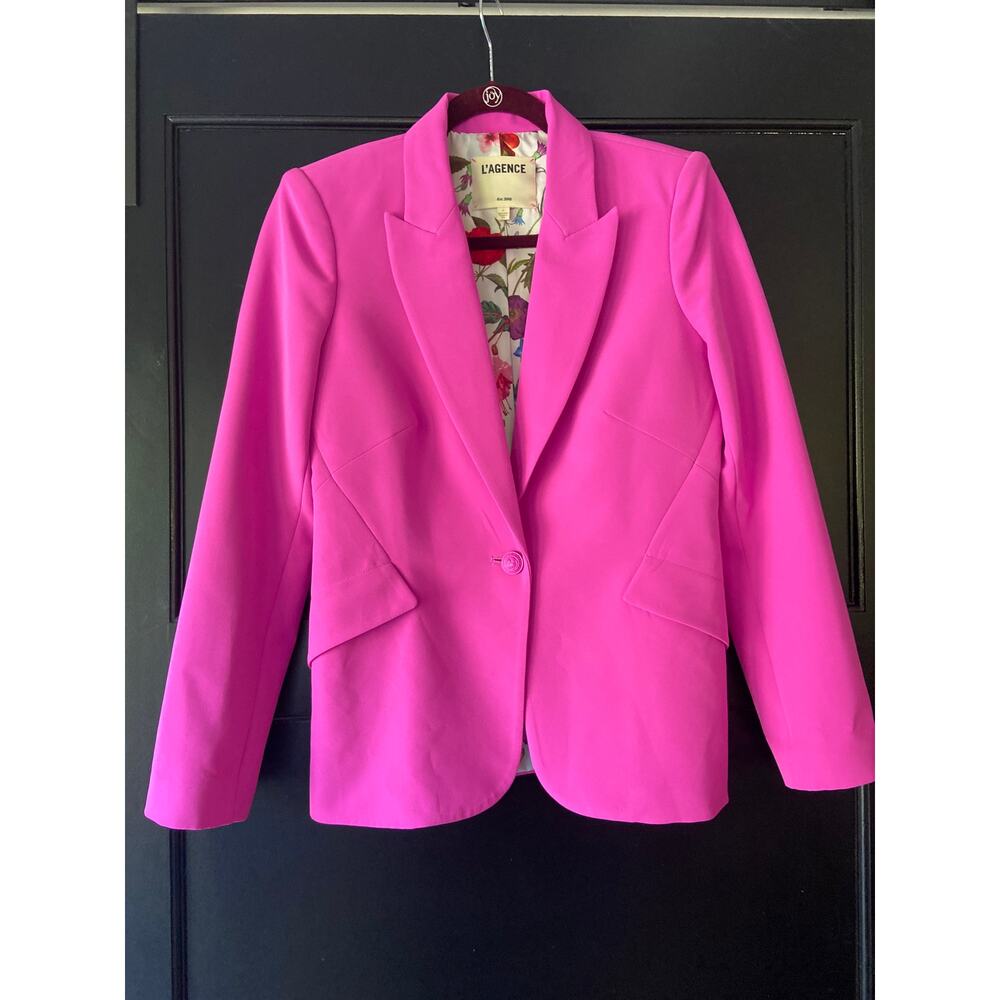 L’Agence Fushia Floral Lined Blazer SZ 4